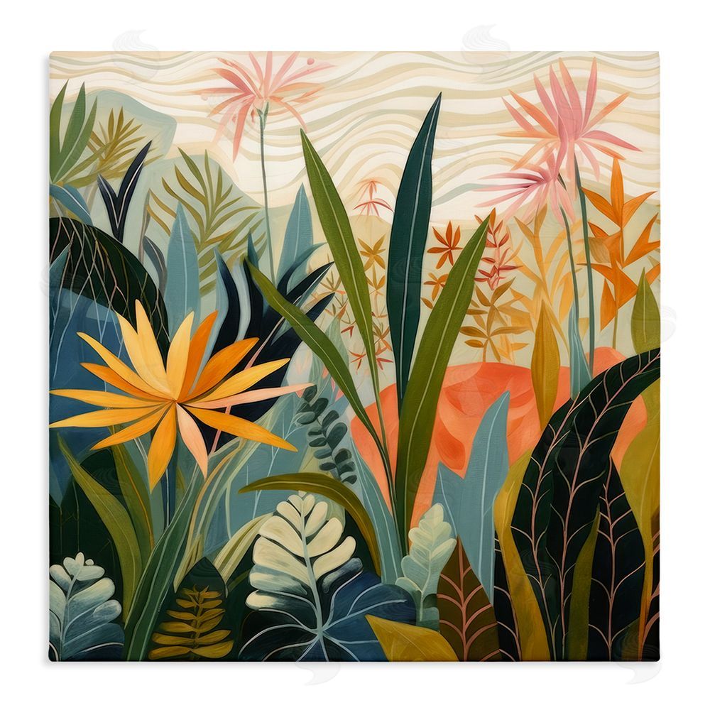 Lazar Studio Tropical Botanical Embrace Stretched Canvas Wall Art Print