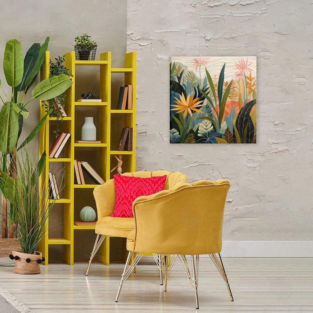 Lazar Studio Tropical Botanical Embrace Stretched Canvas on Wall