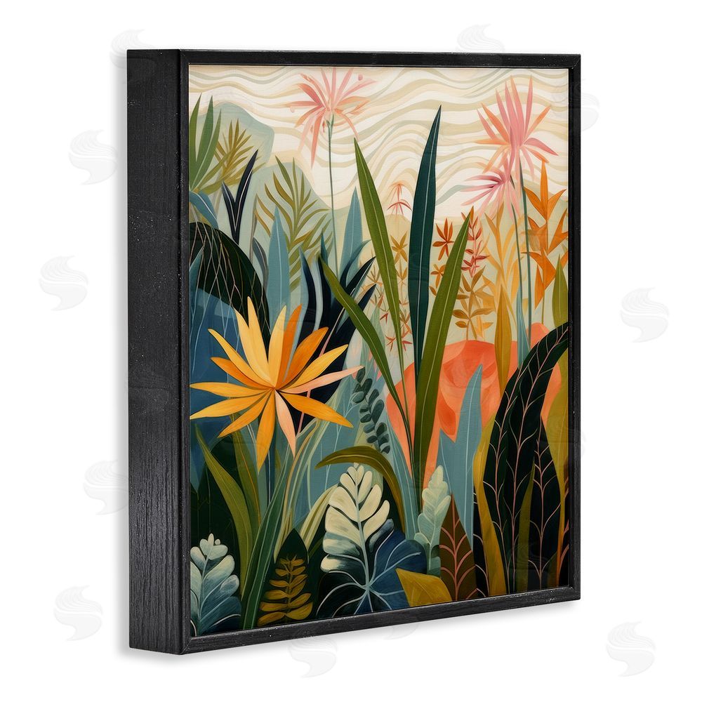 Lazar Studio Tropical Botanical Embrace Black Framed Giclee Wall Art Print