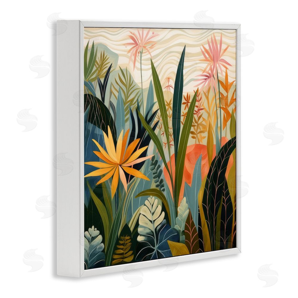 Lazar Studio Tropical Botanical Embrace White Framed Giclee Wall Art Print