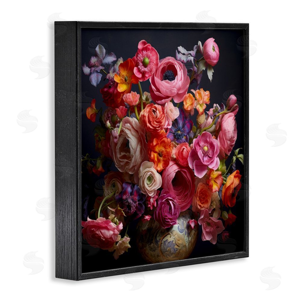 Lazar Studio Harmonious Composition of Florals Black Framed Giclee Wall Art