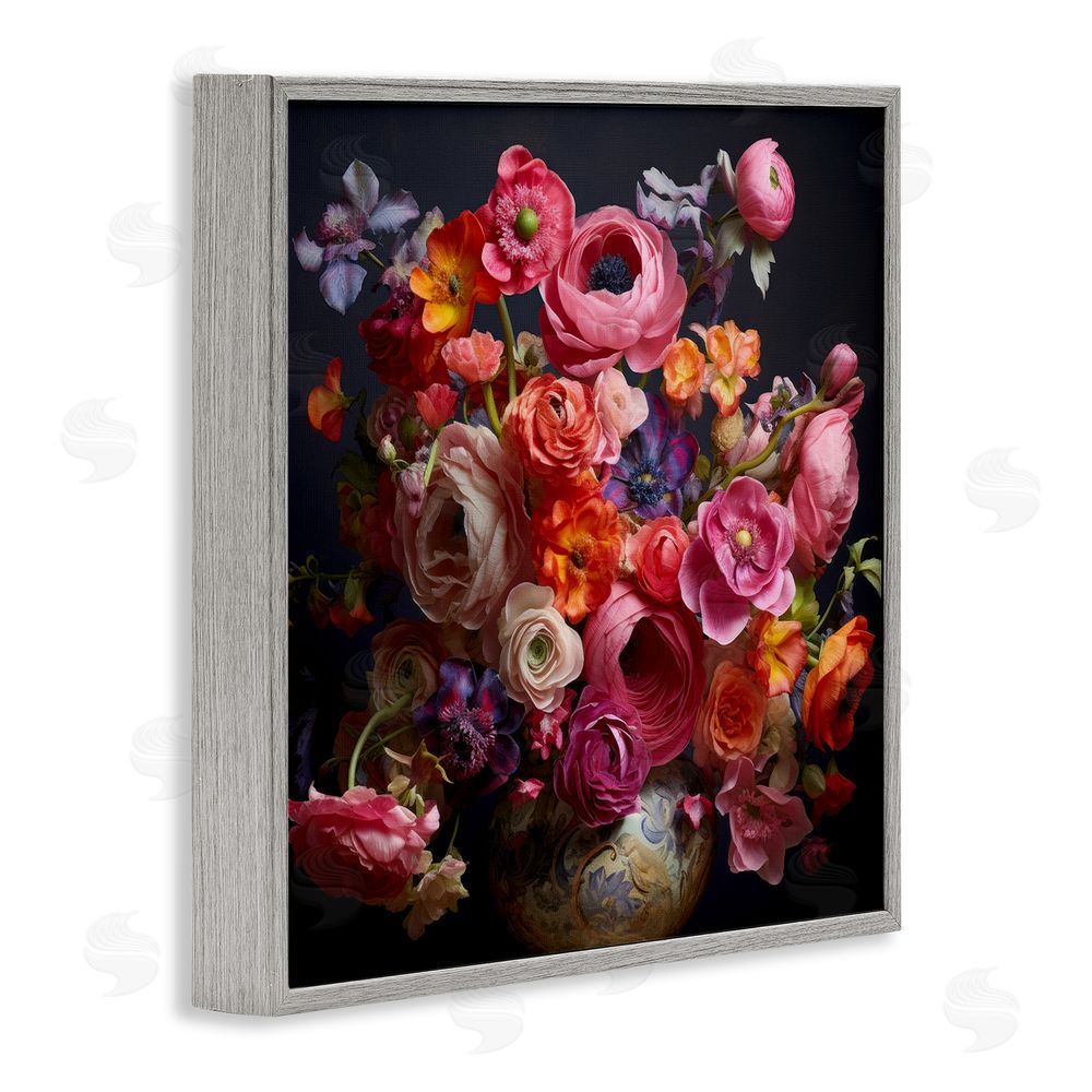 Lazar Studio Harmonious Composition of Florals Gray Framed Giclee Wall Art