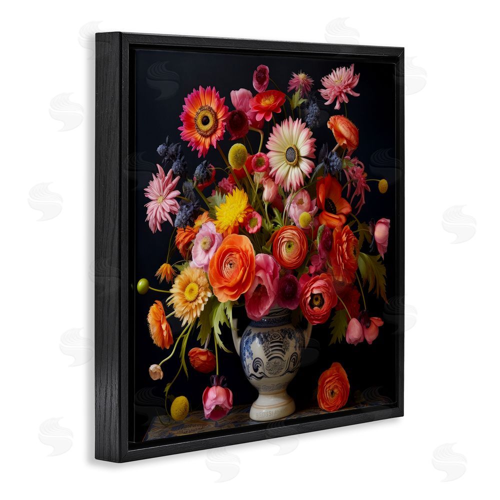 Lazar Studio Harmonious Spring Bouquet Black Floating Framed Canvas Wall Art