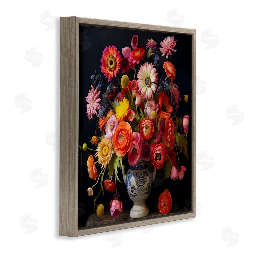 Lazar Studio Harmonious Spring Bouquet Brown Floating Framed Canvas Wall Art