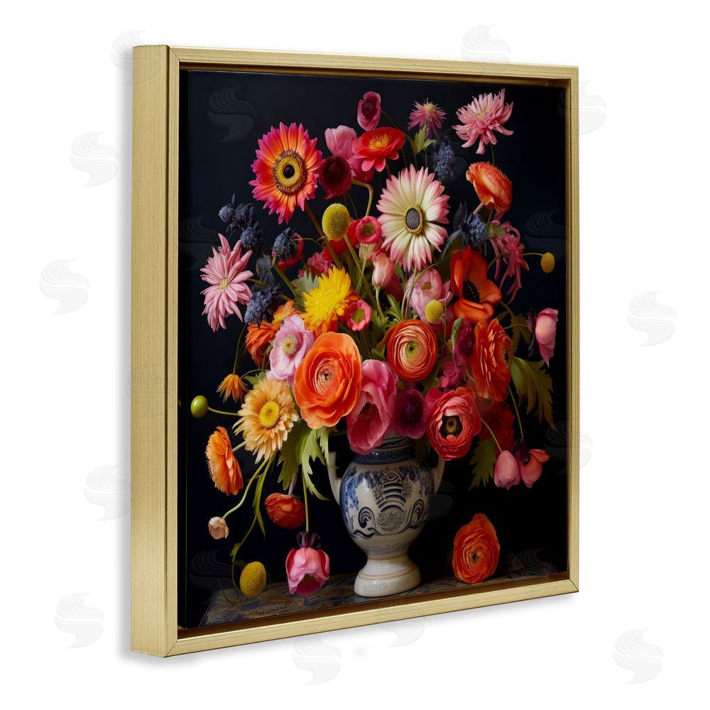 Lazar Studio Harmonious Spring Bouquet Gold Floating Framed Canvas Wall Art