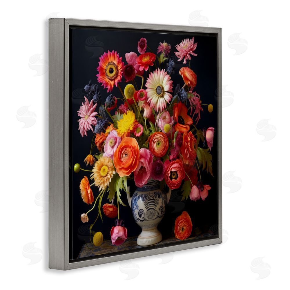Lazar Studio Harmonious Spring Bouquet Gray Floating Framed Canvas Wall Art