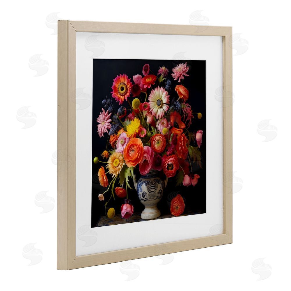 Lazar Studio Harmonious Spring Bouquet Brown Framed Print Under Glass Wall Art