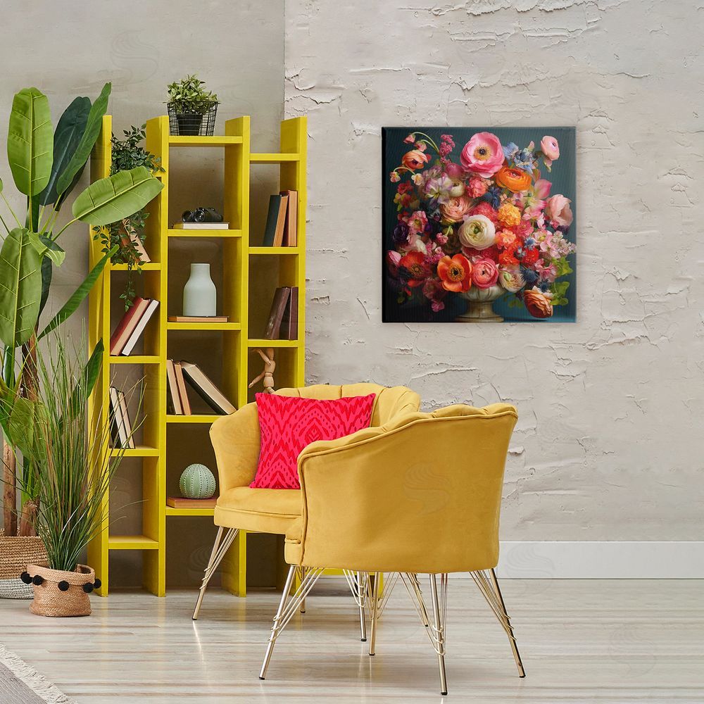 Lazar Studio Harmonious Mixed Peonies Stretched Canvas Wall Art in Room