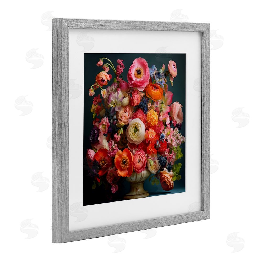 Lazar Studio Harmonious Mixed Peonies Gray Framed Print Under Glass Wall Art