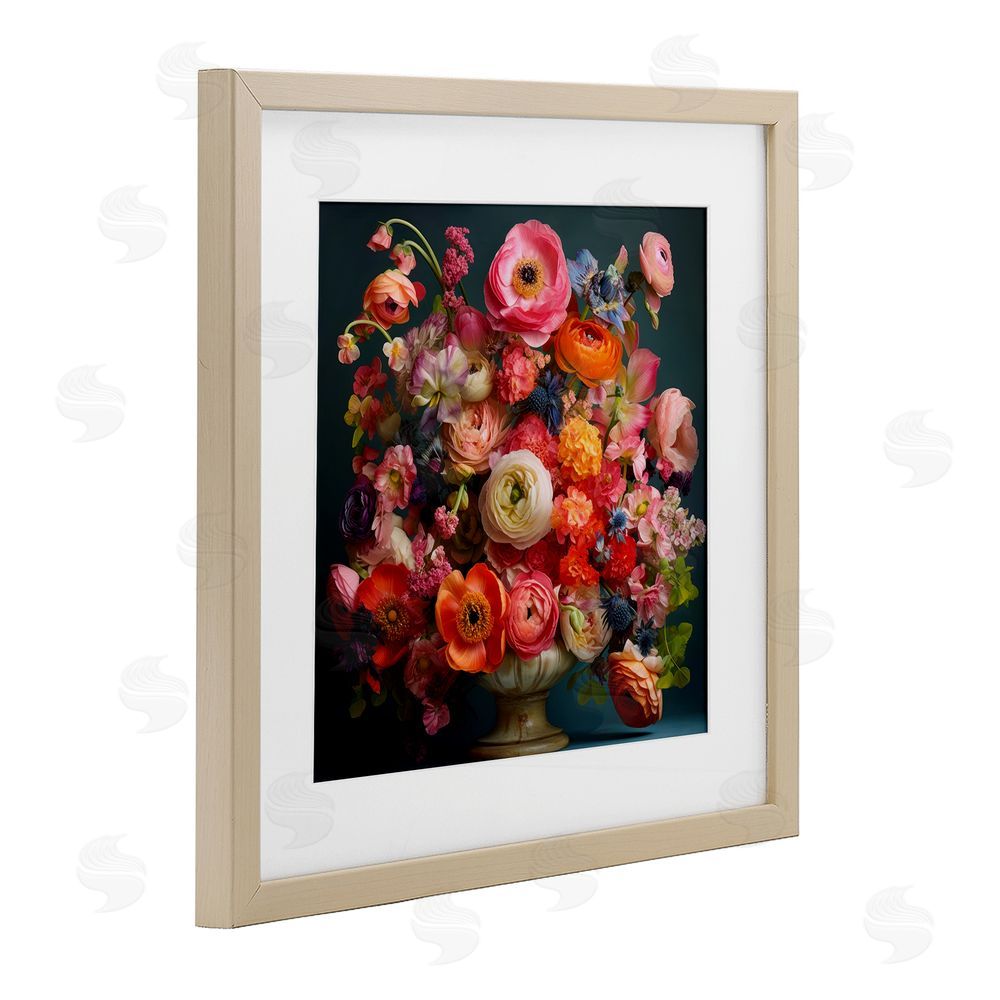 Lazar Studio Harmonious Mixed Peonies Brown Framed Print Under Glass Wall Art