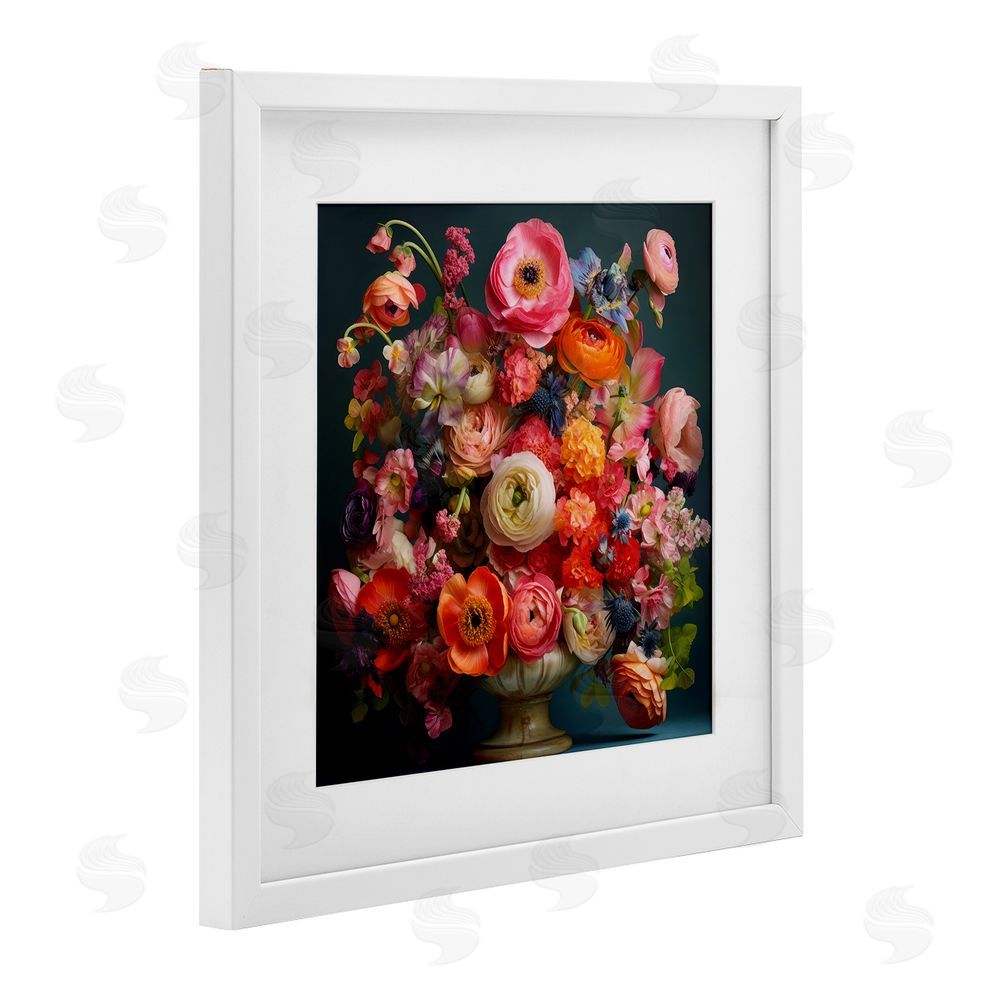 Lazar Studio Harmonious Mixed Peonies White Framed Print Under Glass Wall Art