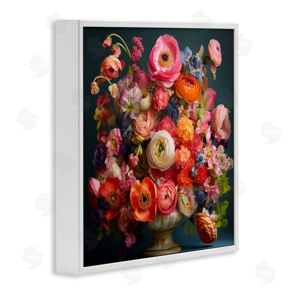 Lazar Studio Harmonious Mixed Peonies White Framed Giclee Wall Art