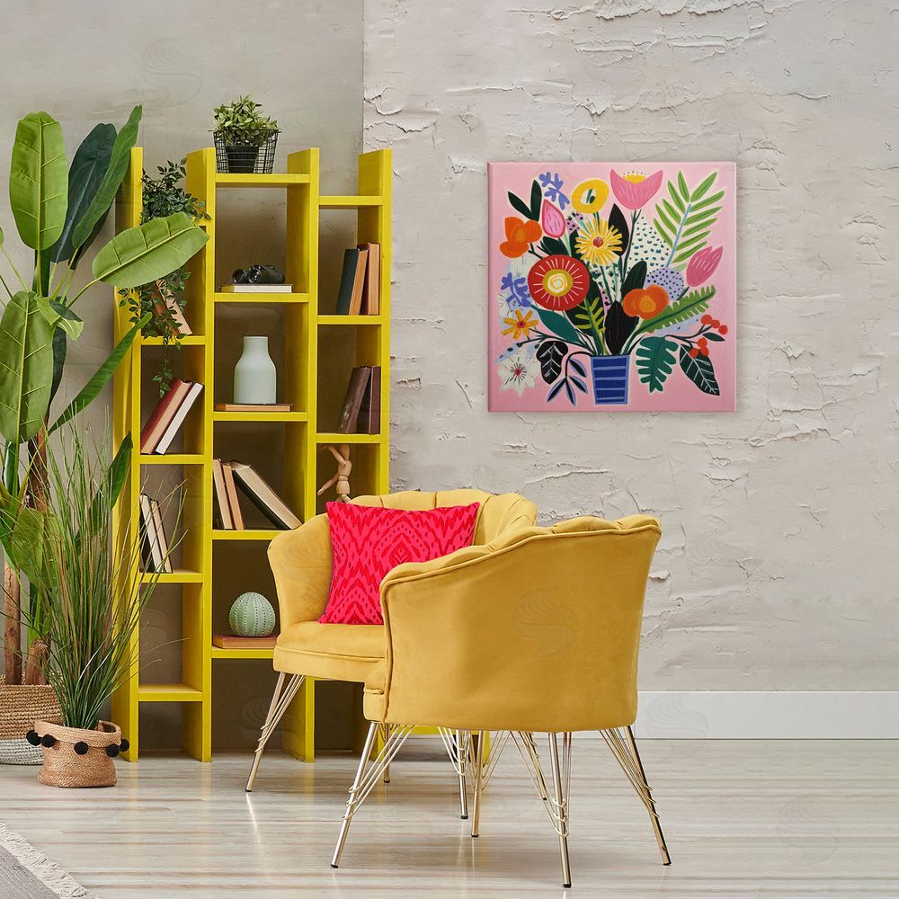 Lazar Studio Floral Flourish Summer Bouquet Stretched Canvas Wall Art in Room