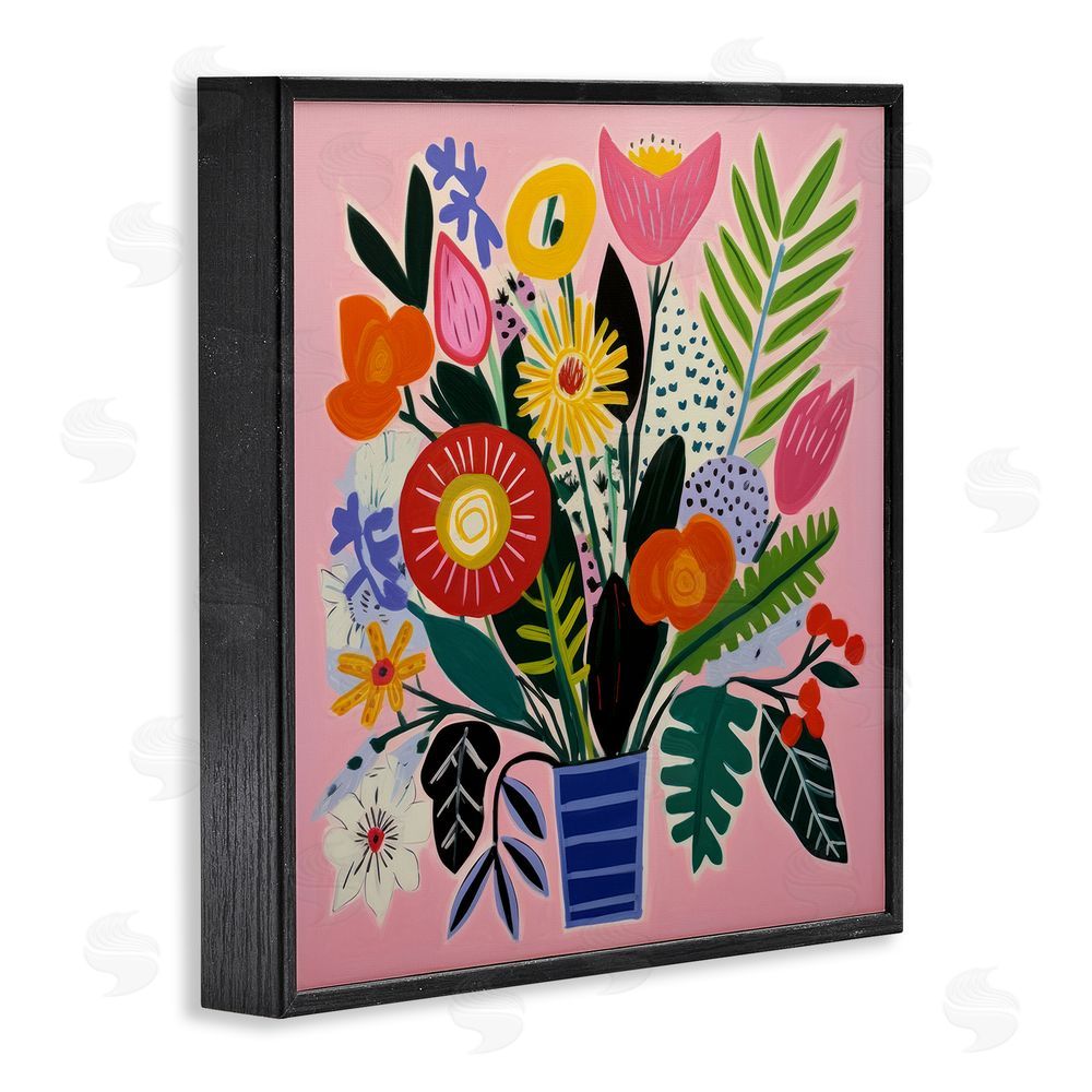 Lazar Studio Floral Flourish Summer Bouquet Black Framed Giclee Wall Art