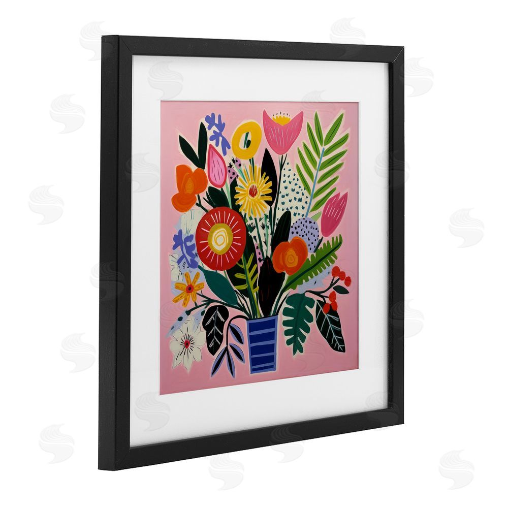 Lazar Studio Floral Flourish Summer Bouquet Black Framed Print Under Glass Wall Art