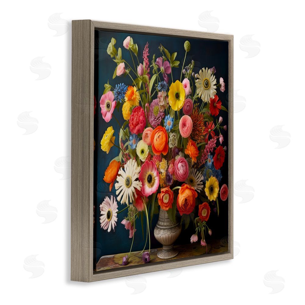Lazar Studio Harmonious Garden Bouquet Brown Floating Framed Canvas Wall Art