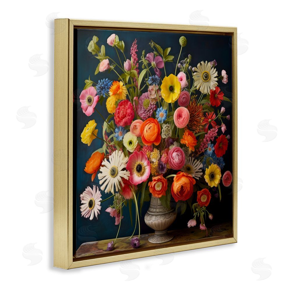 Lazar Studio Harmonious Garden Bouquet Gold Floating Framed Canvas Wall Art
