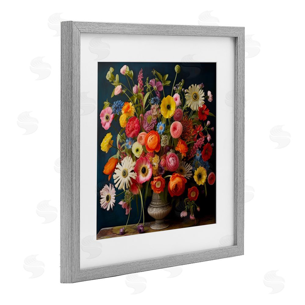 Lazar Studio Harmonious Garden Bouquet Gray Framed Print Under Glass Wall Art