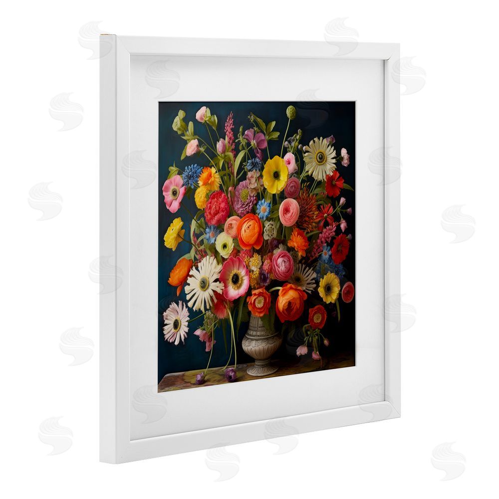 Lazar Studio Harmonious Garden Bouquet White Framed Print Under Glass Wall Art