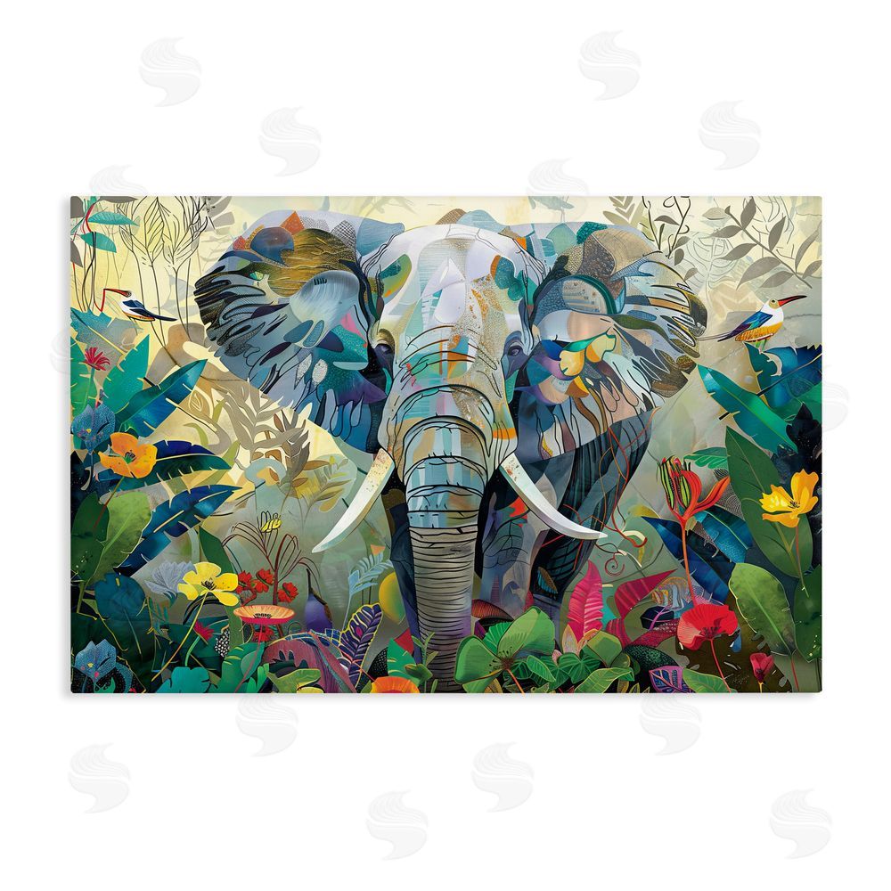 Lazar Studio Elephant's Realm in Tropical Bloom Stretched Canvas Wall Art