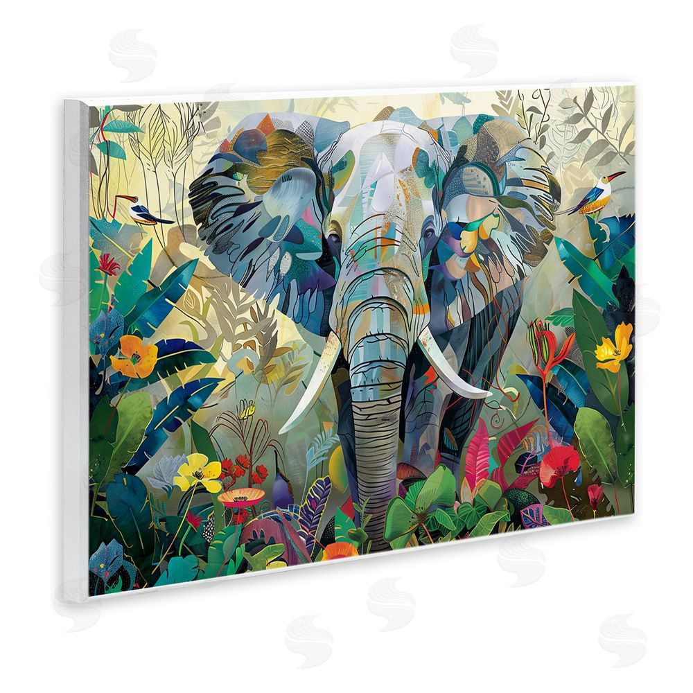 Lazar Studio Elephant's Realm in Tropical Bloom Wall Plaque Home Decor Art Print