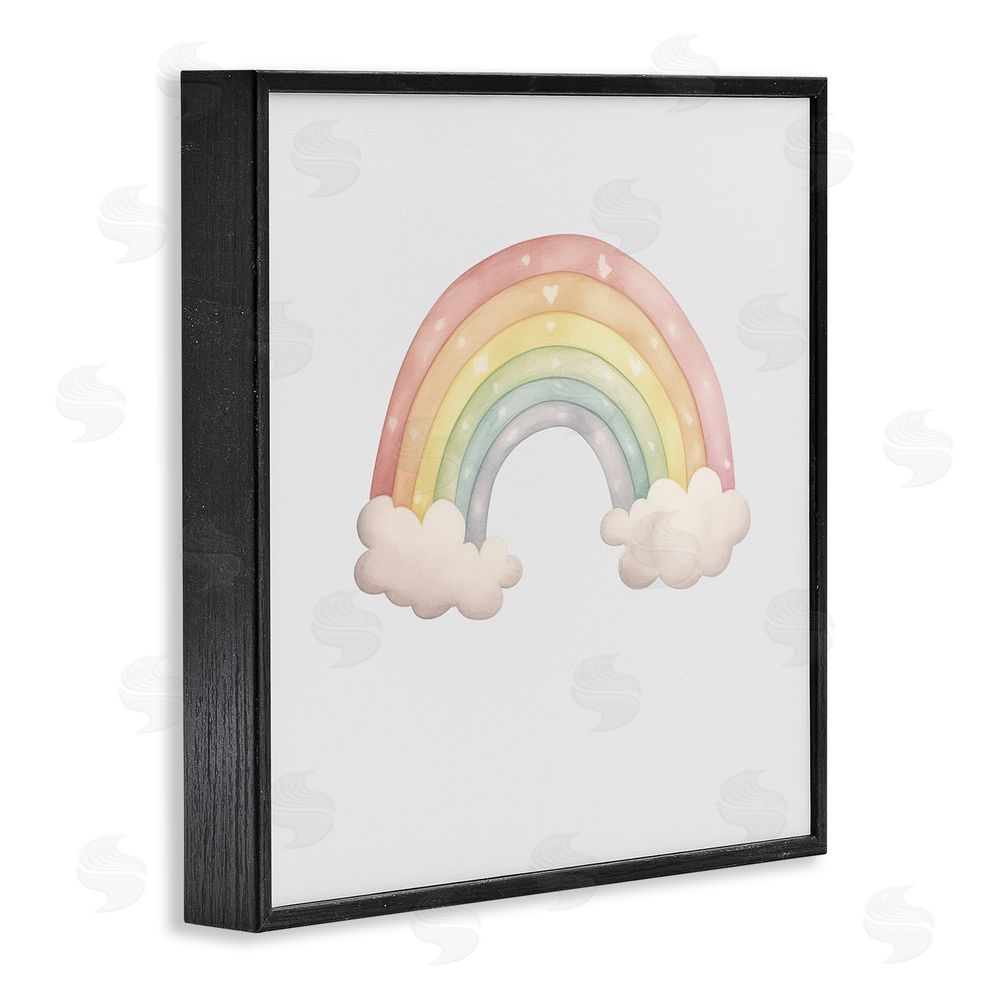 Karen Smith Dreamy Pastel Rainbow with Clouds Black Framed Giclee Wall Art Print