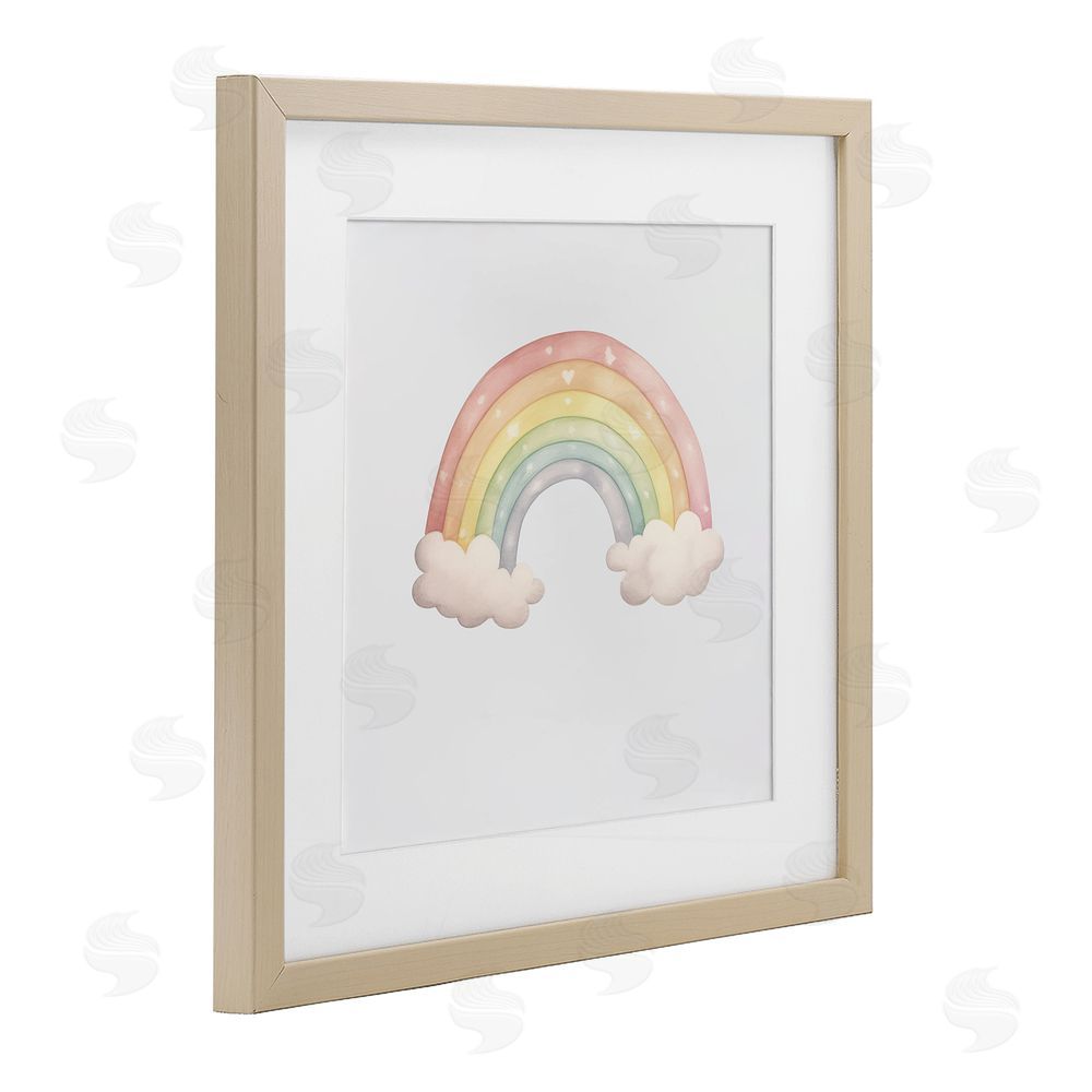 Karen Smith Dreamy Pastel Rainbow with Clouds Brown Framed Print Under Glass Wall Art