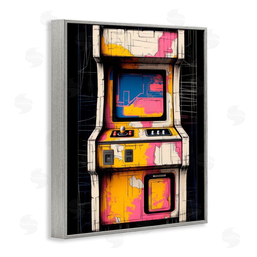 Lazar Studio Retro Joystick Journeys Gray Framed Giclee Wall Art Print