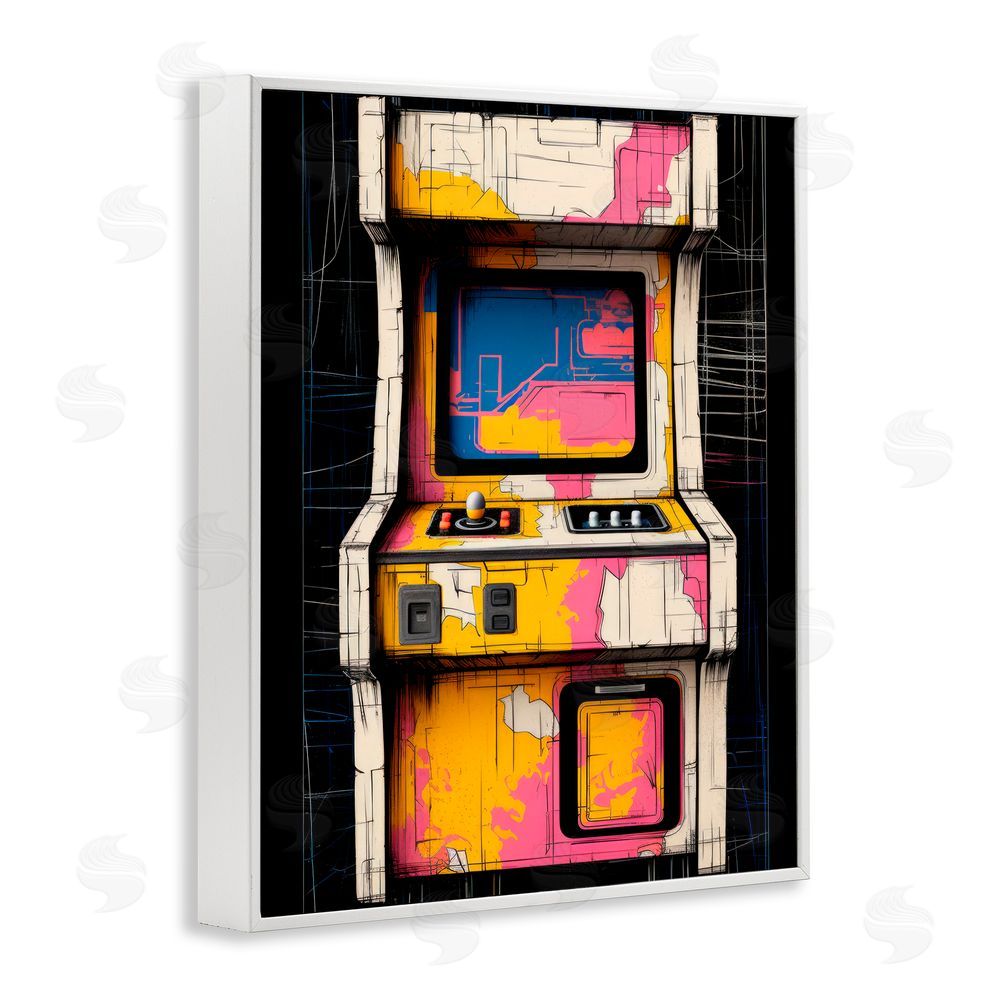 Lazar Studio Retro Joystick Journeys White Framed Giclee Wall Art Print