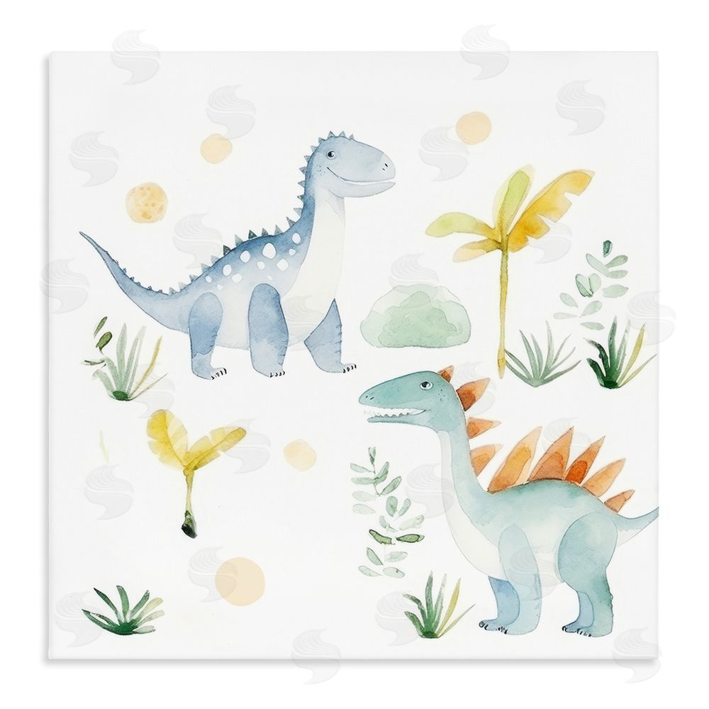 Lazar Studio Dino Wonderland Friends Stretched Canvas Wall Art