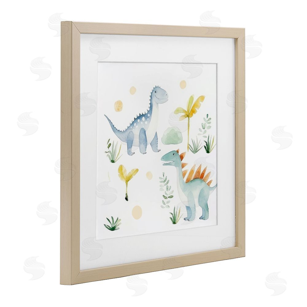Lazar Studio Dino Wonderland Friends Brown Framed Print Under Glass Wall Art