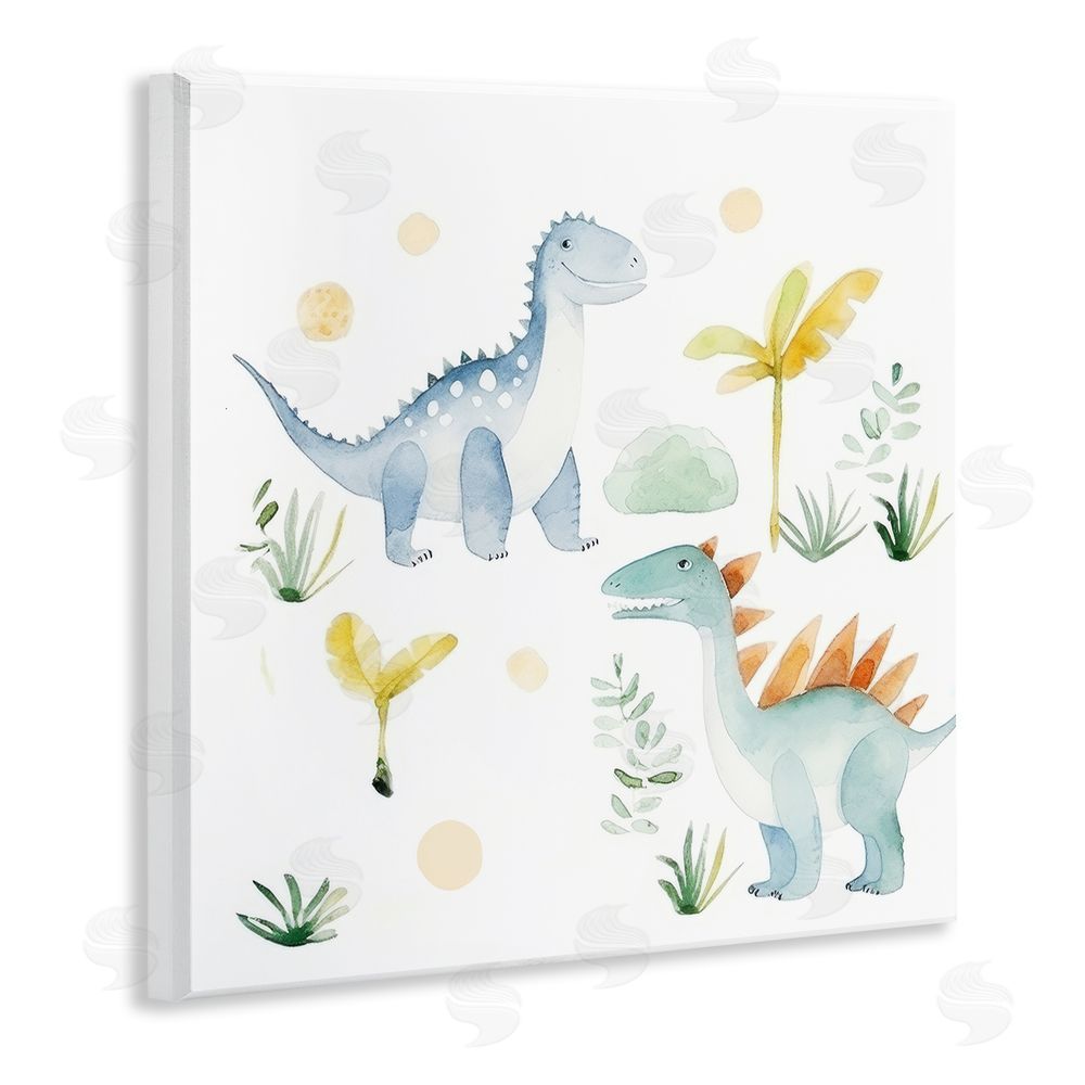 Lazar Studio Dino Wonderland Friends Wall Plaque with Fixed Lithograph Print