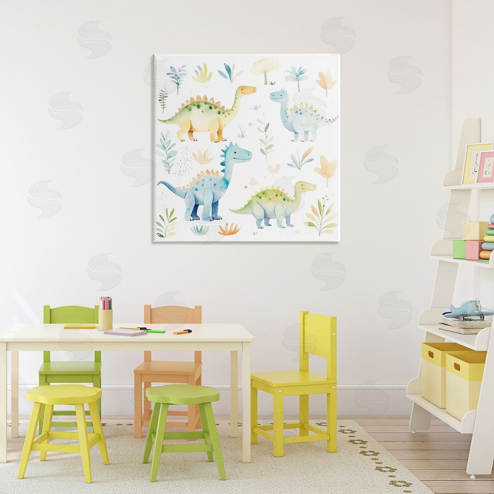 Lazar Studio Different Dinosaur Wonders Stretched Canvas Wall Art in Room