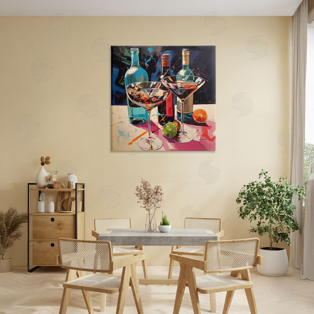 Lazar Studio Artsy Cocktails of Every Sip Stretched Canvas Wall Art Print in Room