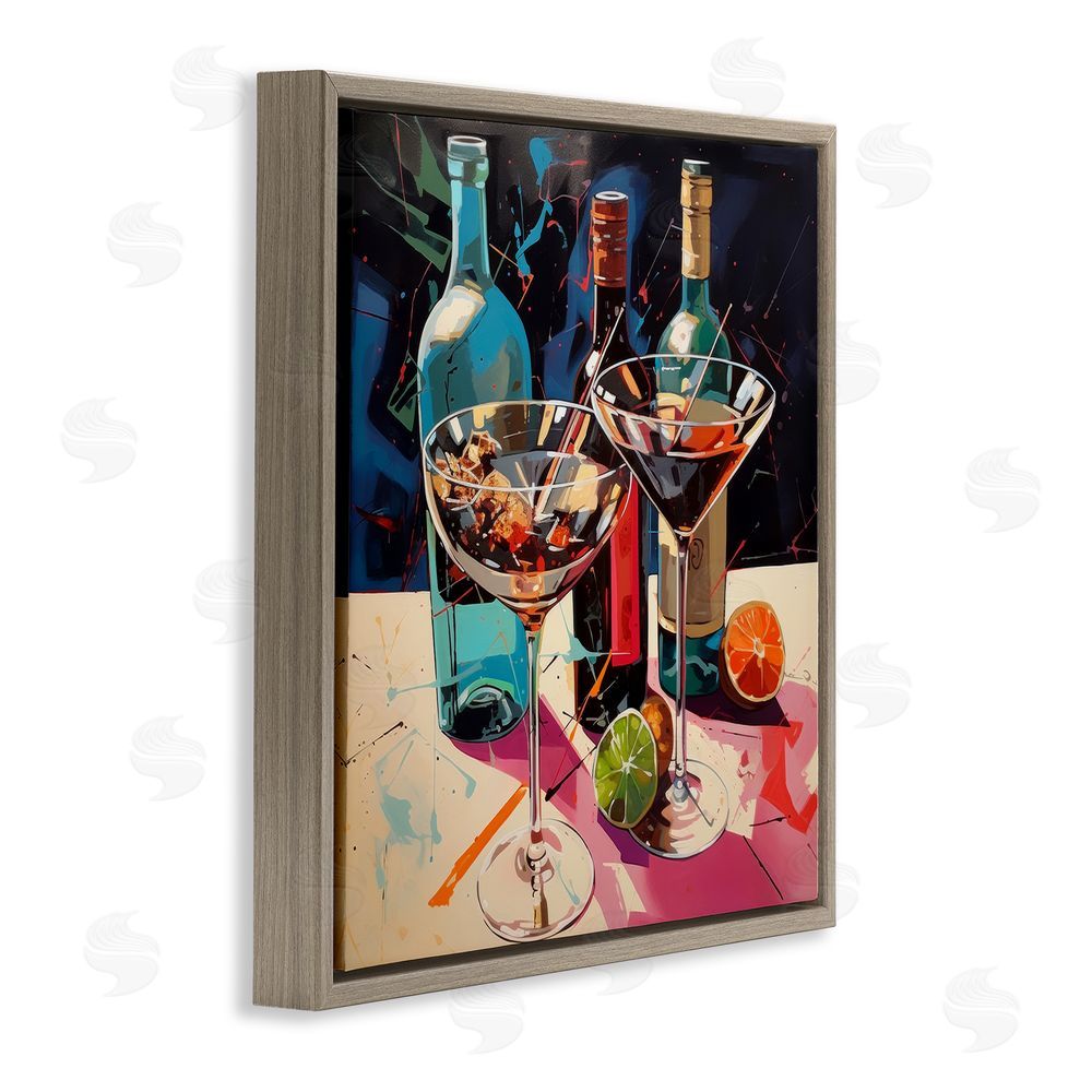 Lazar Studio Artsy Cocktails of Every Sip Brown Floating Frame Stretched Canvas Wall Art Print