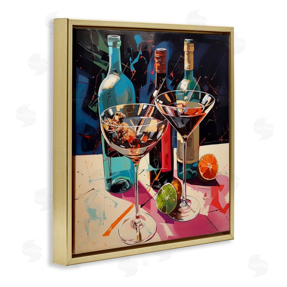 Lazar Studio Artsy Cocktails of Every Sip Gold Floating Frame Stretched Canvas Wall Art Print