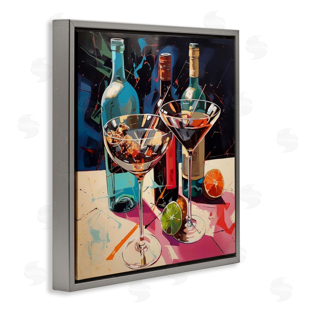 Lazar Studio Artsy Cocktails of Every Sip Gray Floating Frame Stretched Canvas Wall Art Print