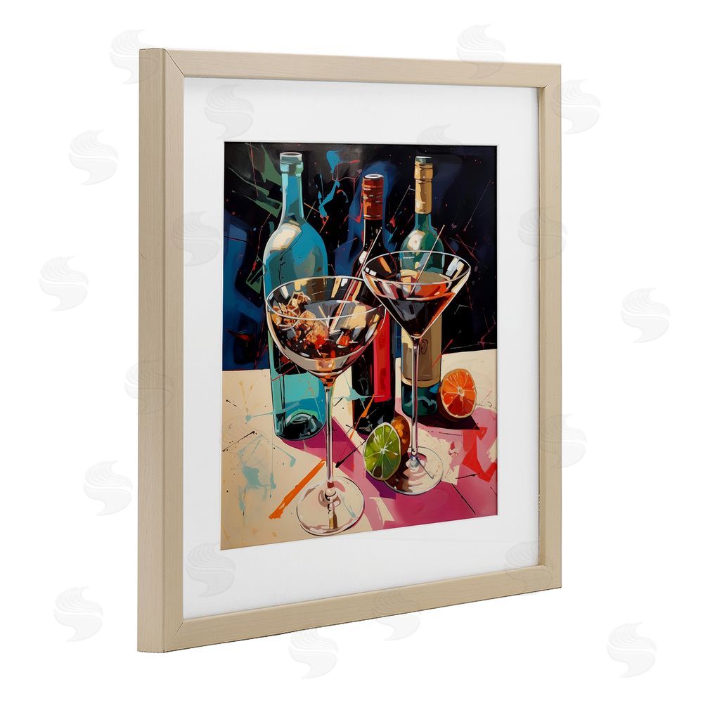 Lazar Studio Artsy Cocktails of Every Sip Brown Framed Print Under Glass with Matting Wall Art
