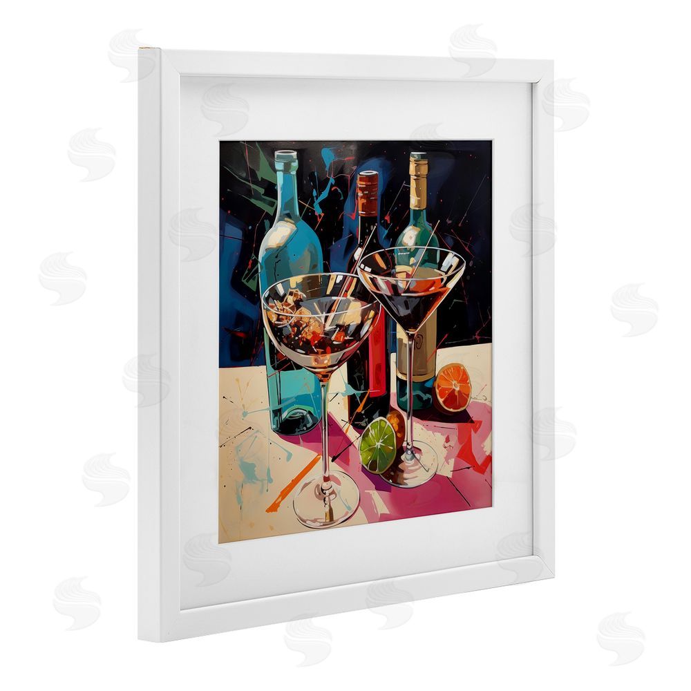 Lazar Studio Artsy Cocktails of Every Sip White Framed Print Under Glass with Matting Wall Art