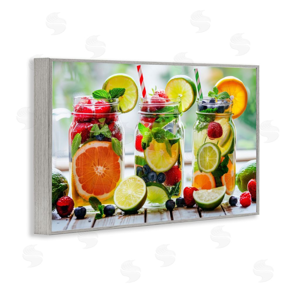 Lazar Studio Vibrant Citrus & Berry Infusion Gray Framed Giclee Wall Art Print