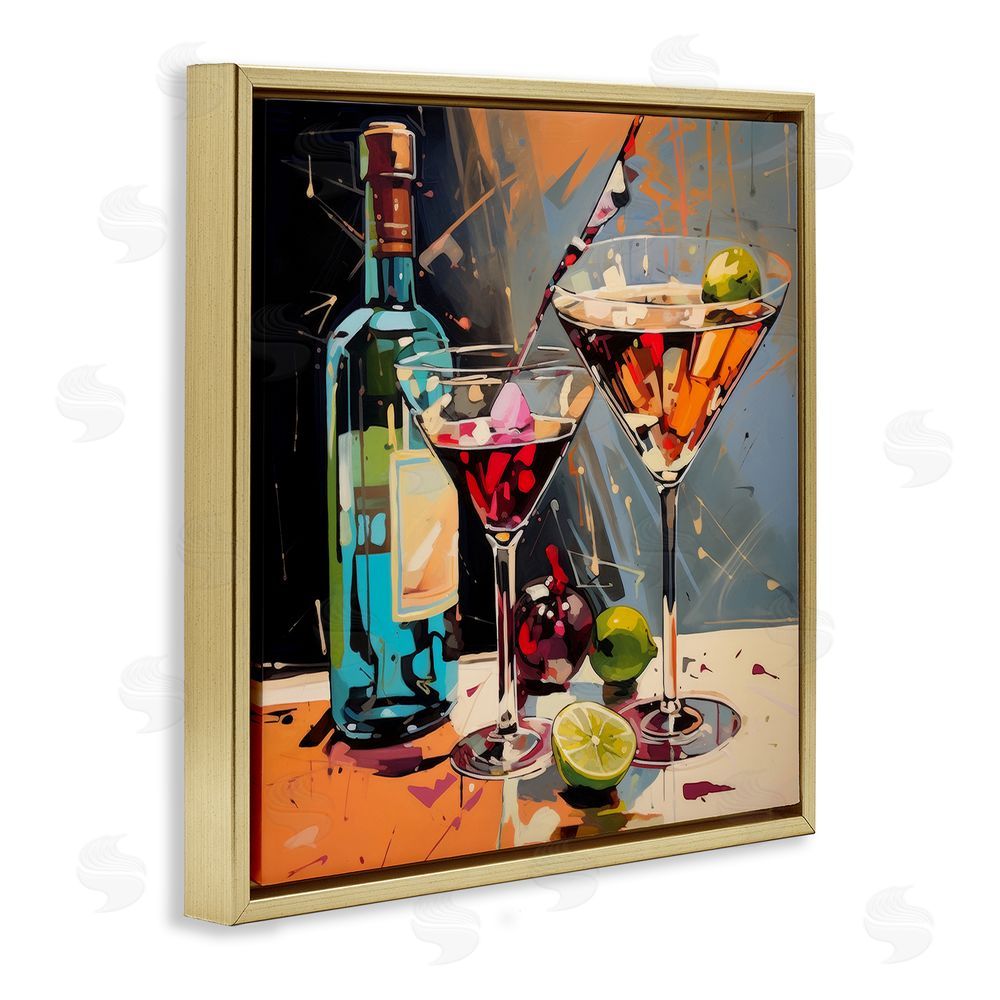 Lazar Studio Every Sip of Martini Night Gold Floating Framed Canvas Wall Art
