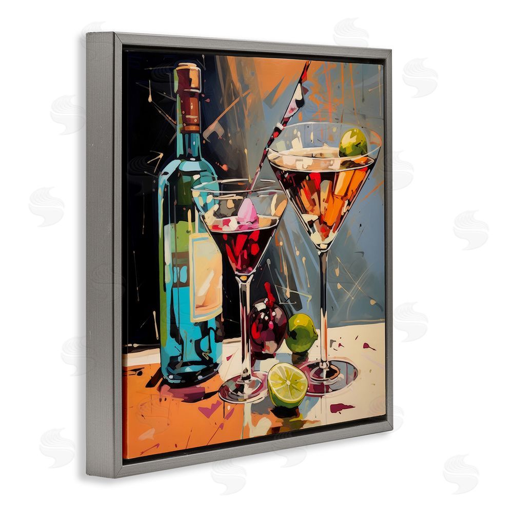 Lazar Studio Every Sip of Martini Night Gray Floating Framed Canvas Wall Art