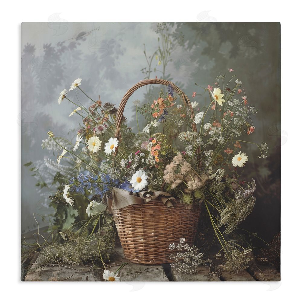 Lazar Studio Floral Basket Still Life Stretched Canvas Wall Art