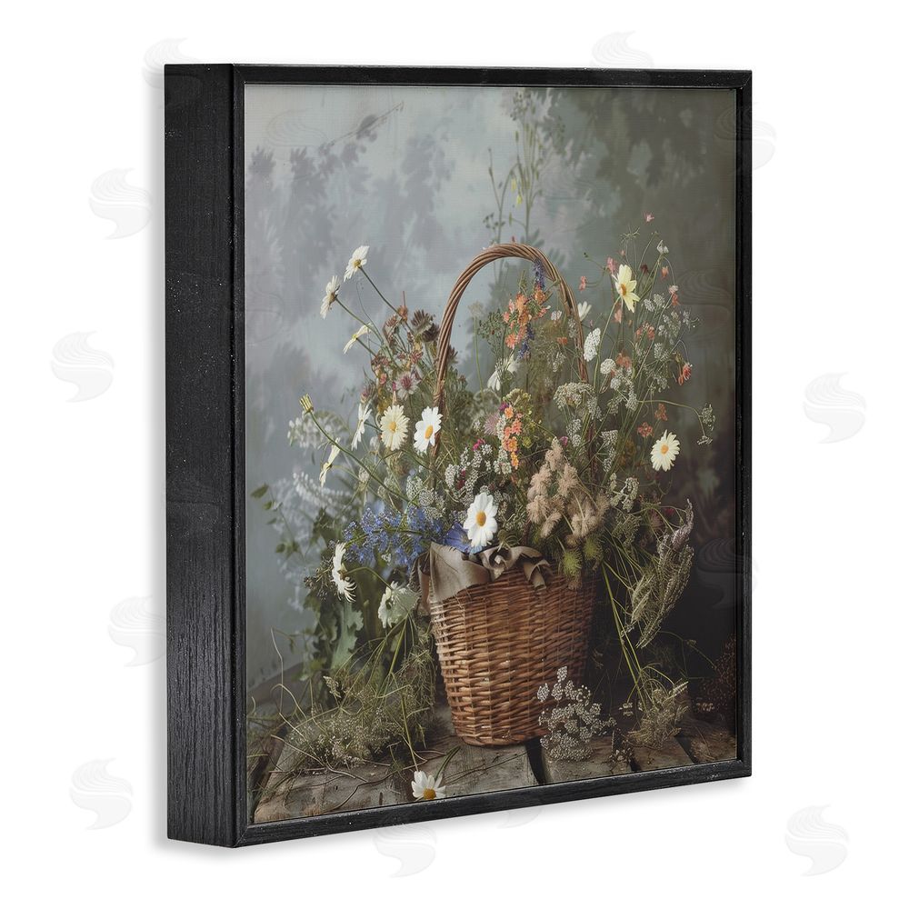 Lazar Studio Floral Basket Still Life Black Framed Giclee Wall Art