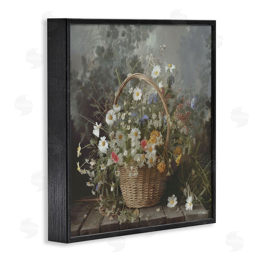 Lazar Studio Florals In A Basket Arrangement Black Framed Giclee Wall Art