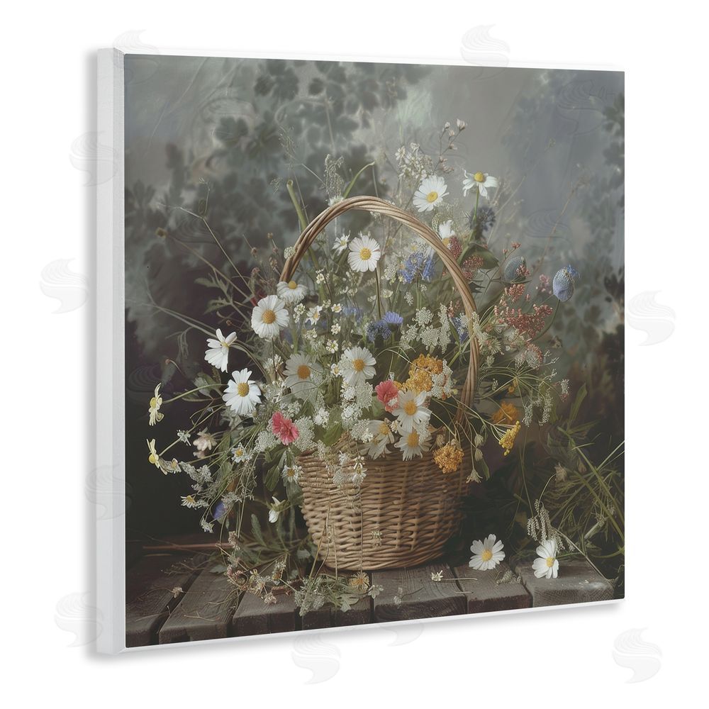 Lazar Studio Florals In A Basket Arrangement Wall Plaque Home Decor Art Print