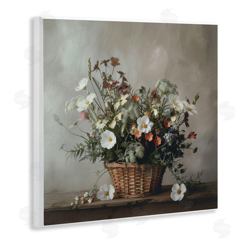 Lazar Studio Flowers In A Basket Arrangement Wall Plaque Home Decor Art Print