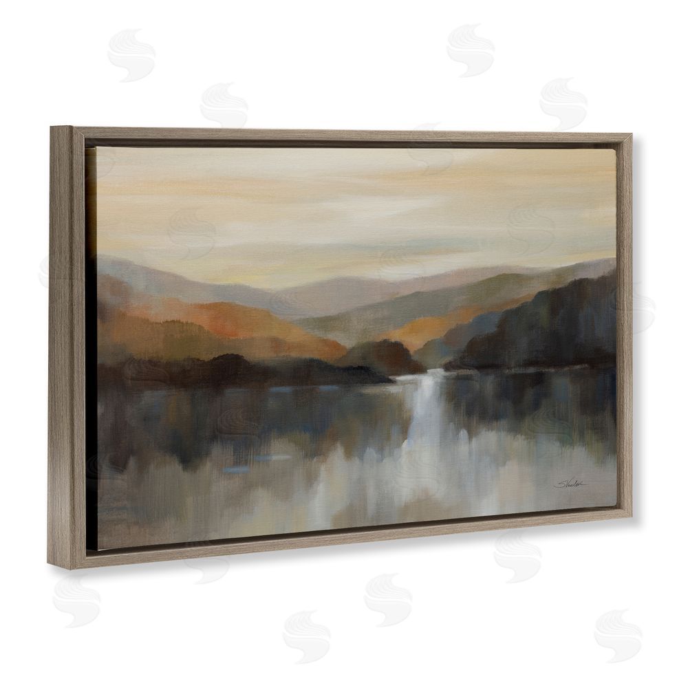 Silvia Vassileva Autumn Glow Mountain Abstract Brown Floating Frame Canvas Wall Art Print