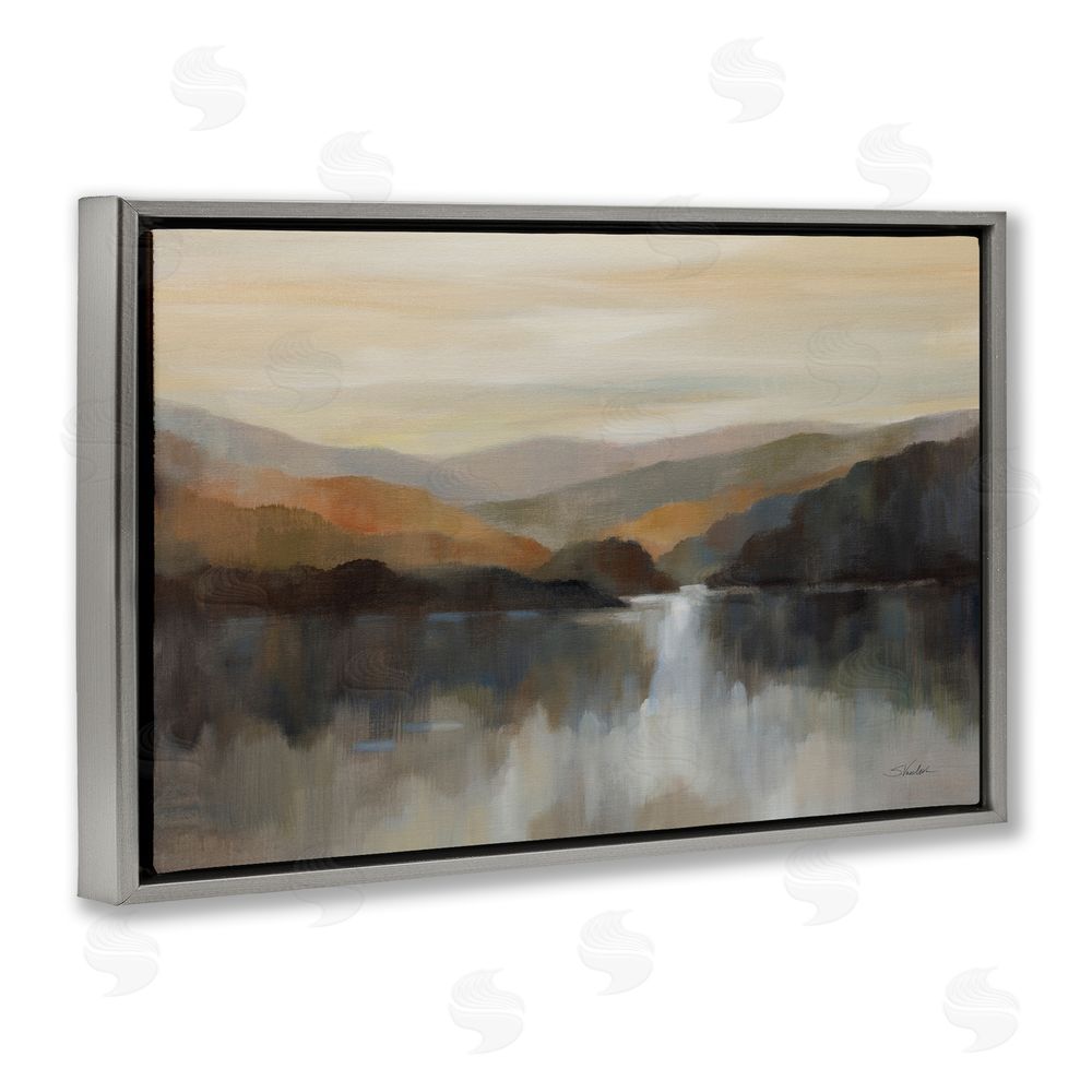 Silvia Vassileva Autumn Glow Mountain Abstract Gray Floating Frame Canvas Wall Art Print
