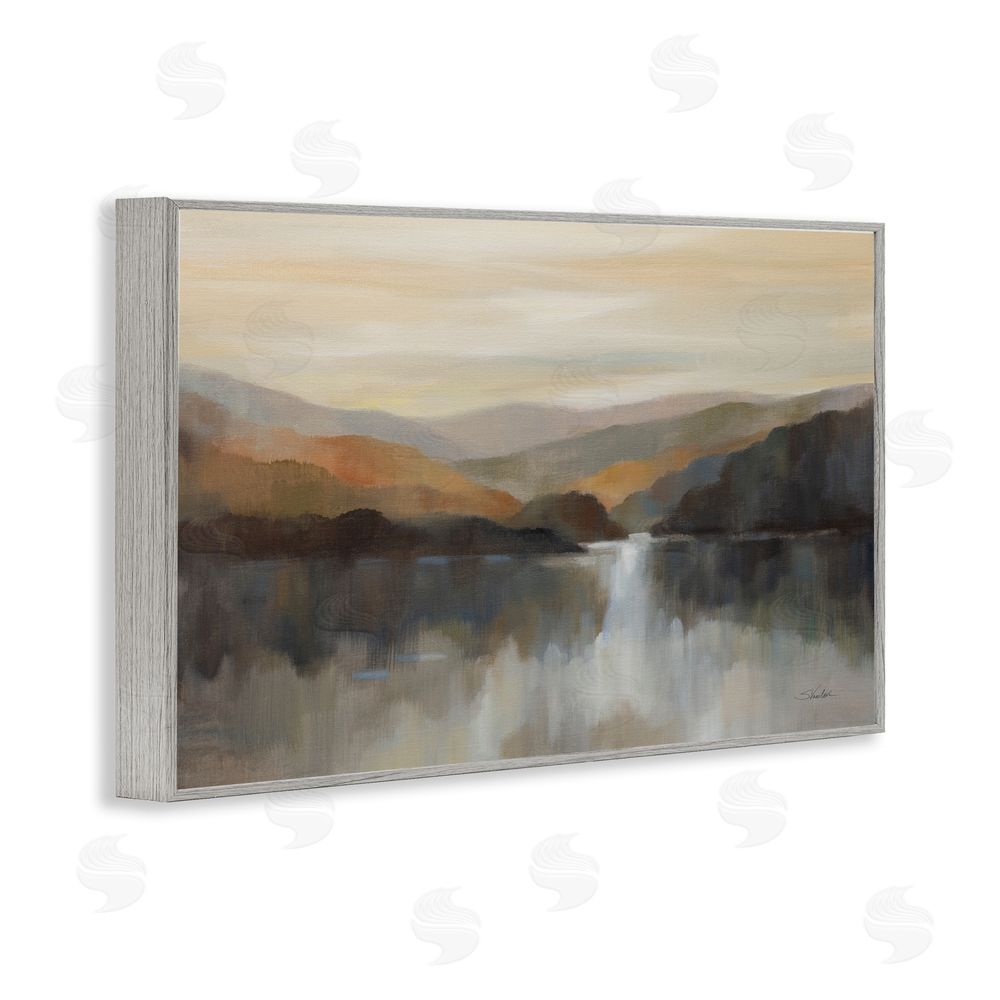 Silvia Vassileva Autumn Glow Mountain Abstract Gray Framed Giclee Wall Art Print